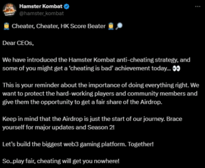 Hamster Kombat statement